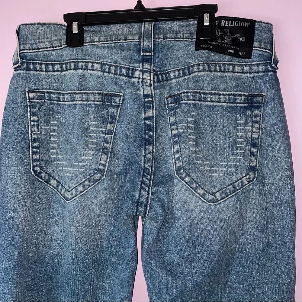 True Religion Size 30 Rocco Relaxed Skinny Light Wash Denim Jeans